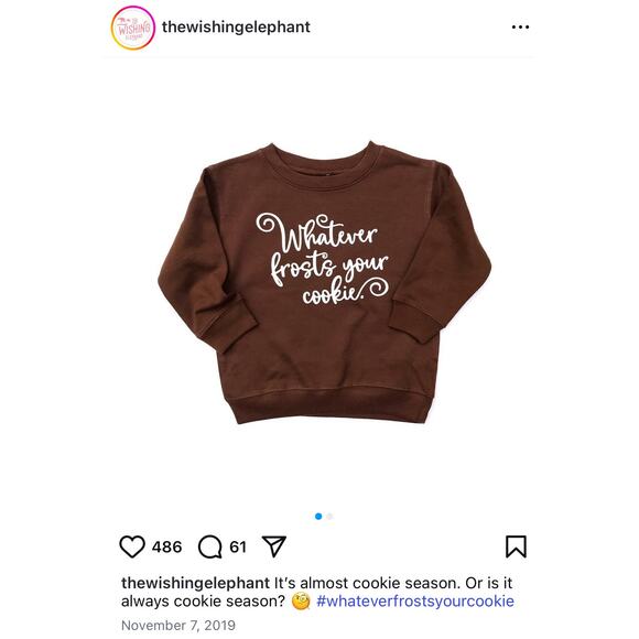 The Wishing Elephant “Whatever Frosts Your Cookie” sweatshirt - Picture 2 of 4